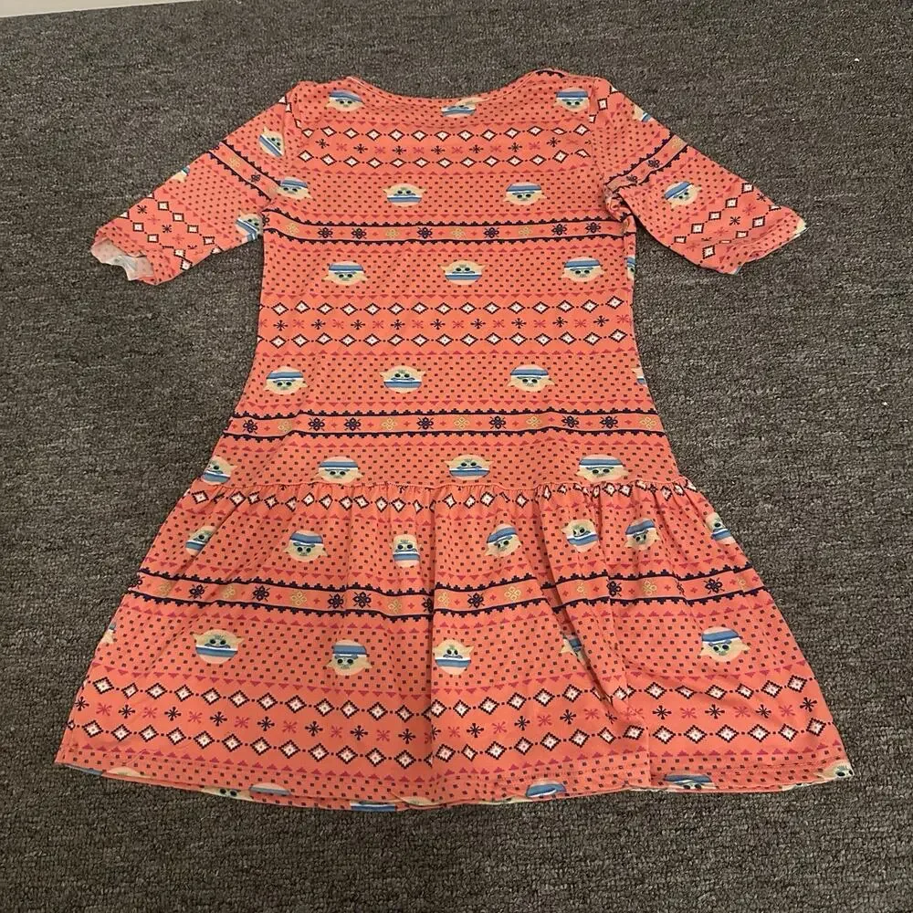 Disney Mandalorian Baby Yoda Grogu Soft Dress Girls Pink Size 7/8